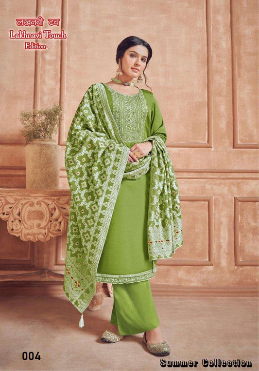 Lakhnavi Touch Designer Classic Pure Cotton Lakhnavi Embroidered Suit