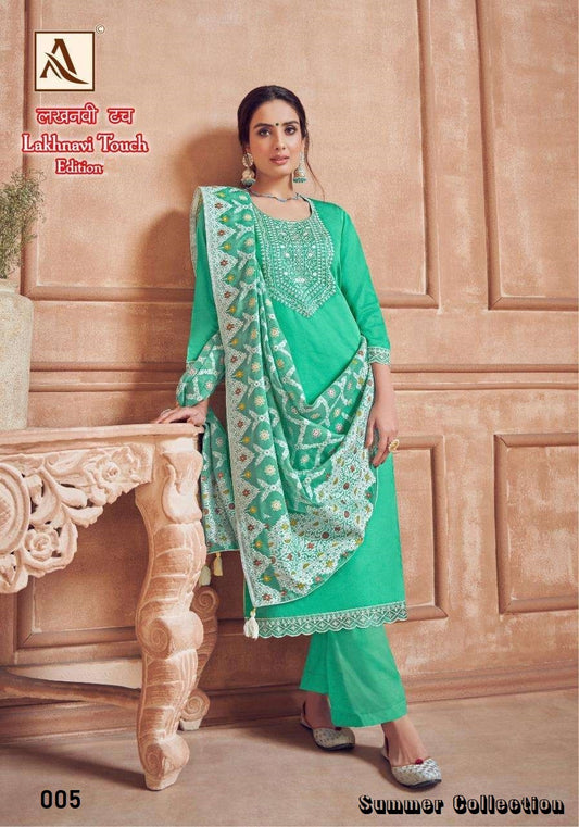 Lakhnavi Touch Designer Classic Pure Cotton Lakhnavi Embroidered Suit