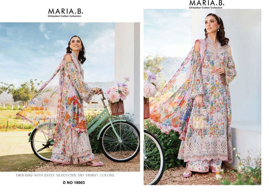 Maria B Pakistani Designer Luxury Pure Cotton Embroidered Lawn Suit