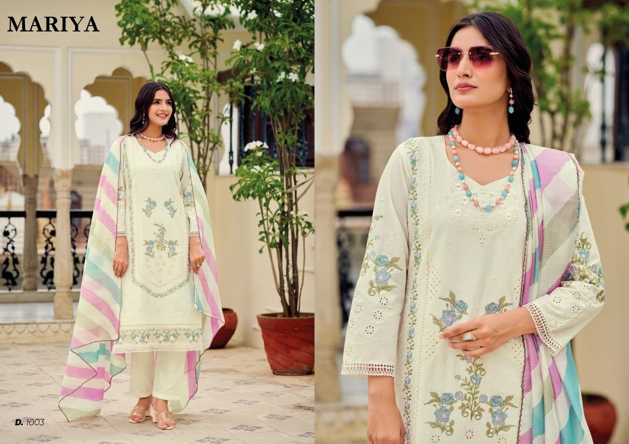 Mariya Pakistani Designer Luxury Pure Cotton Embroidered Lawn Suit