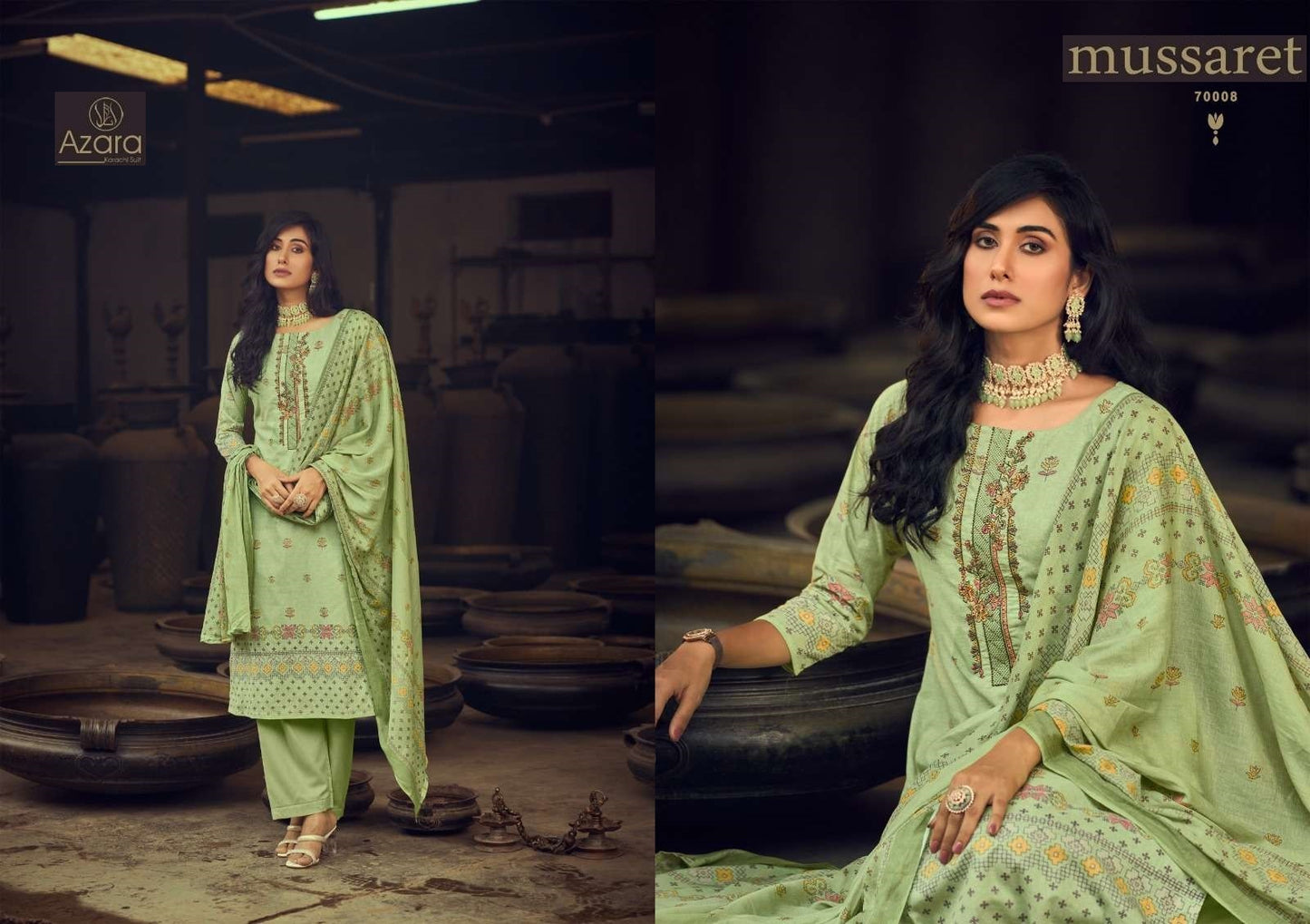 Mussaret Pakistani Designer Pure Lawn Cotton Embroidered Suit