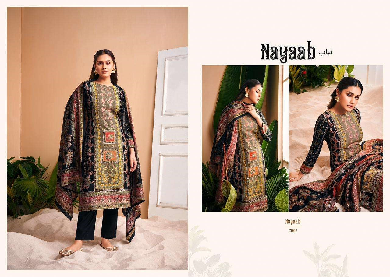 Nayaab Pakistani Designer Pure Viscose Muslin Embroidered Suit