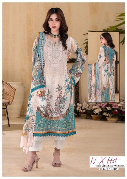 N.X Hits Pakistani Designer Pure Cotton Printed Suit