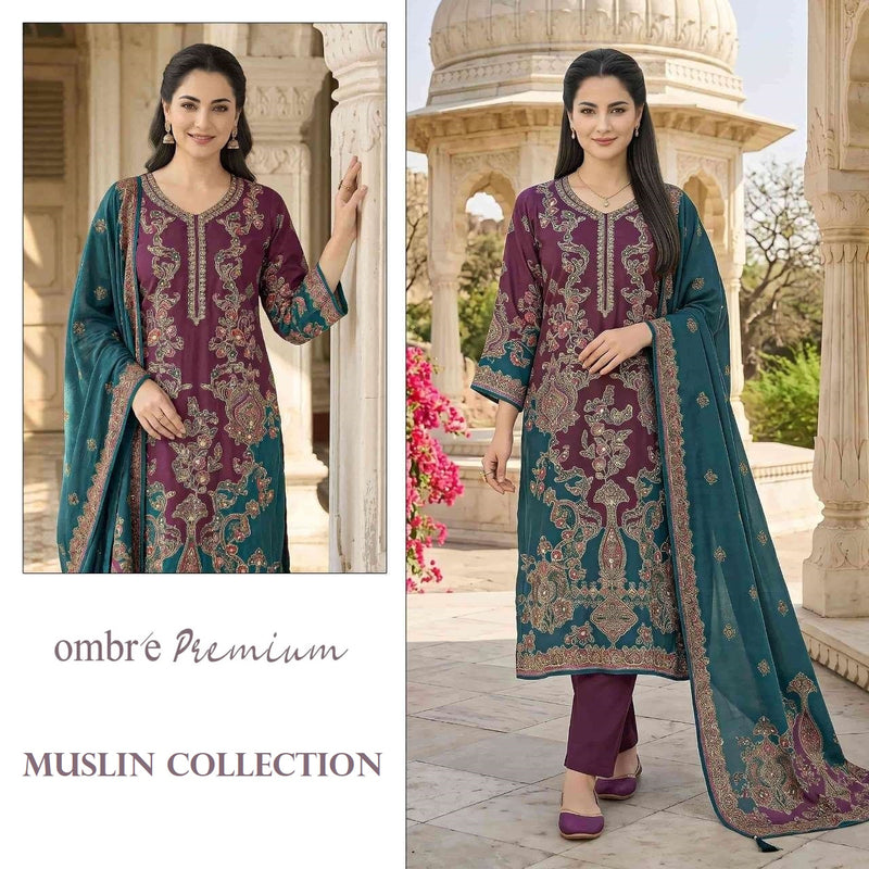 Ombre Pakistani Designer Muslin Hit Wedding & Party Wear Suit