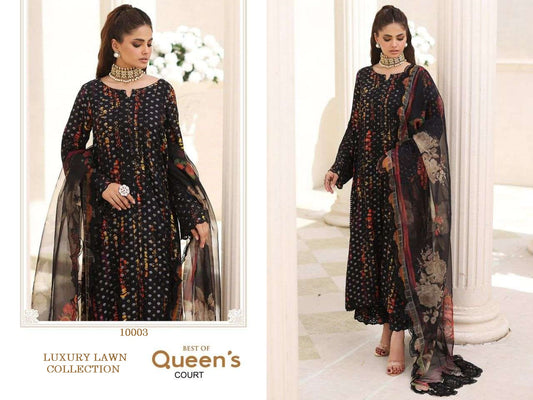 Queen's Court Pakistani Designer Luxury Embroidered Lawn Suit