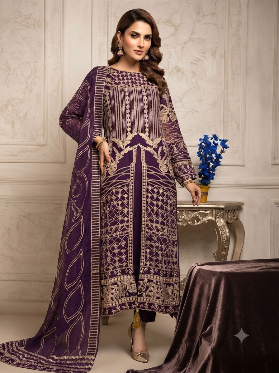 Zaha Pakistani Designer Luxury Wedding Party Wear Dress