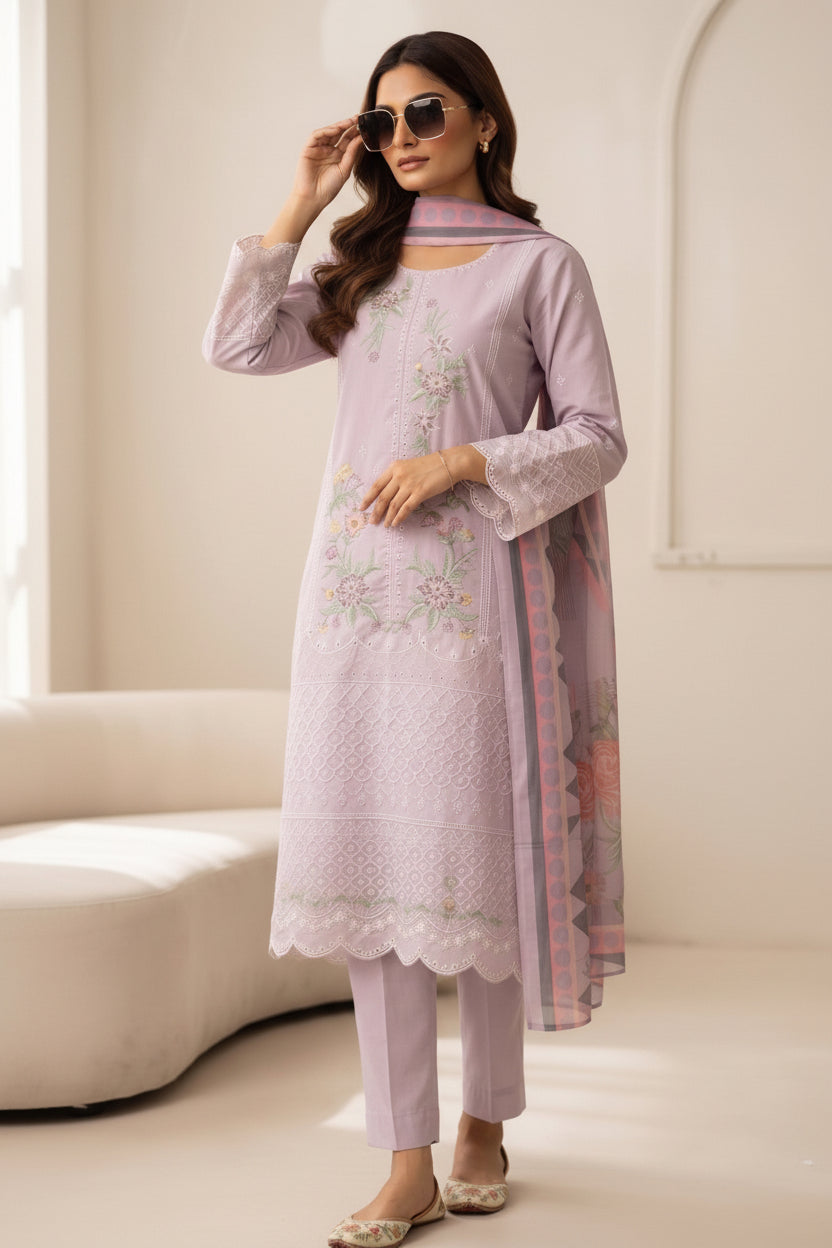 Al Khusbu Pakistani Designer Luxury Embroidered Pure Cotton Lawn Suit