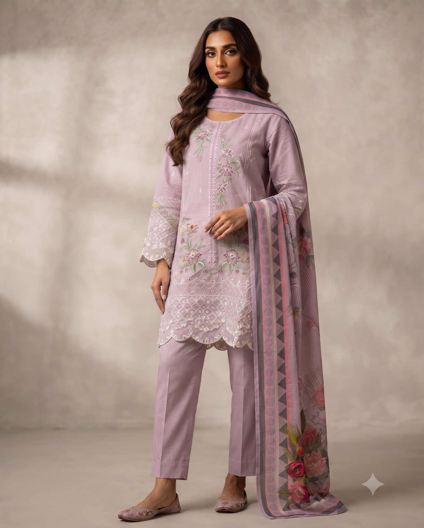 Al Khusbu Pakistani Designer Luxury Embroidered Pure Cotton Lawn Suit