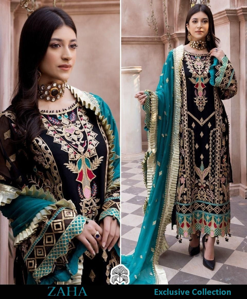 Zaha Pakistani Designer Dashing Hit Wedding Party Wear Suit - AliShaif