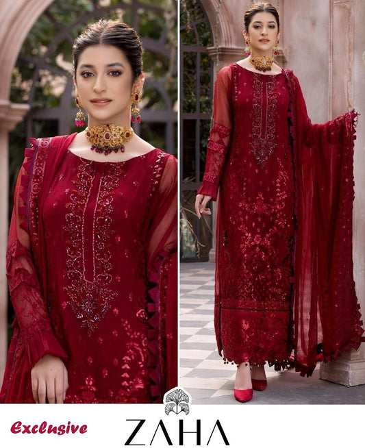 Zaha Pakistani Designer Super Hit Wedding & Party Wear Suit