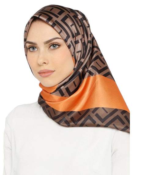 Satin Silk Printed Square Hijab Scarf Dupatta For Women