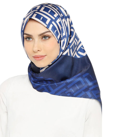 Printed Satin Square Scarf For Women