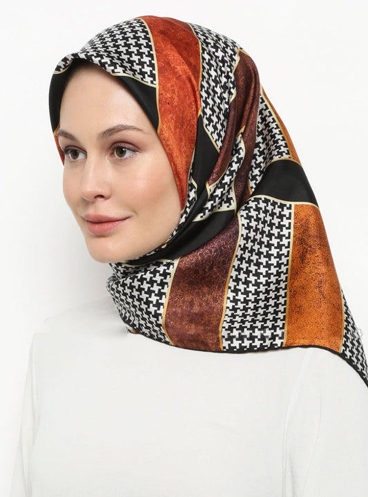 Printed Satin Silk Square Hijab Scarf Dupatta