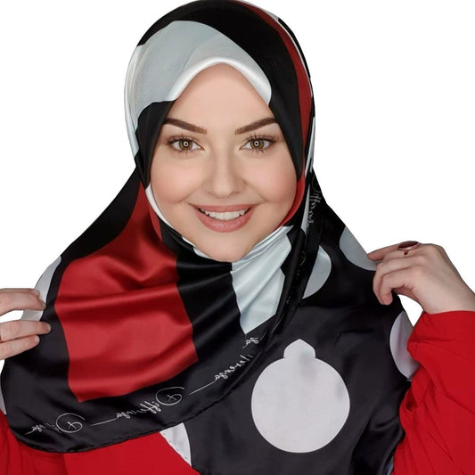 Polka Dot Printed Square Satin Silk Scarf Hijab