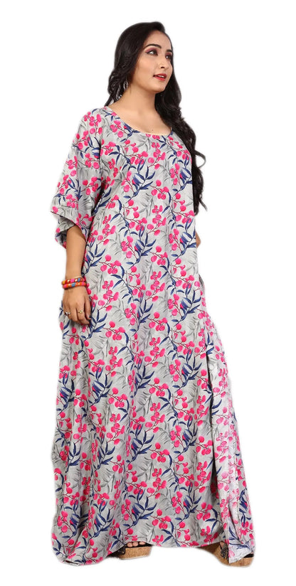 Women’s Floral Printed Rayon Cotton Ankle Length Kaftan