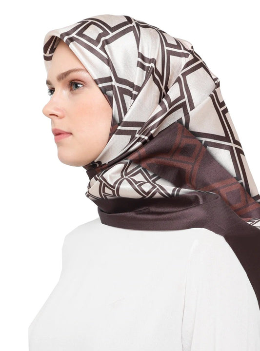 Women’s Crepe Silk Islamic Wear Printed Square Scarf Stole Hijab