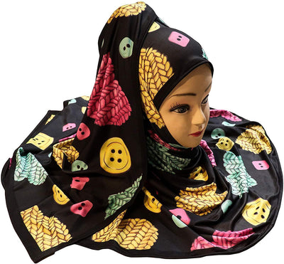 Buttons & Hearts Digital Printed Hijab - AliShaif