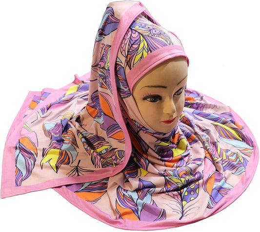 Feather Purple Digital Printed Hijab - AliShaif