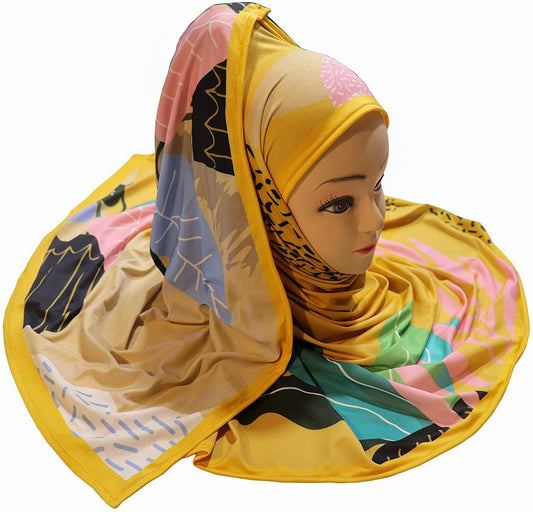 Yellow Digital Printed Hijab - AliShaif