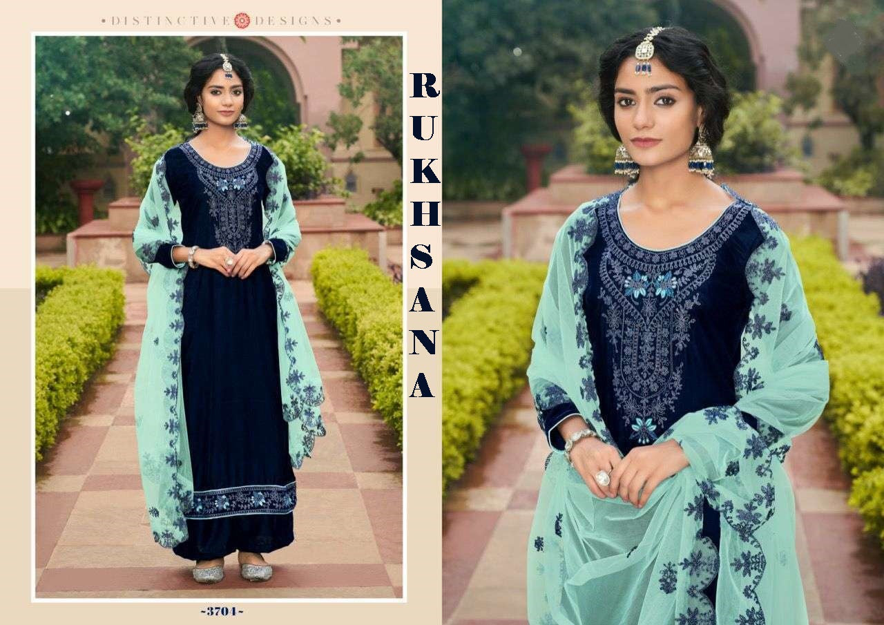 Rukhsana Pakistani Designer Awesome Pure Velvet Embroidered Suit