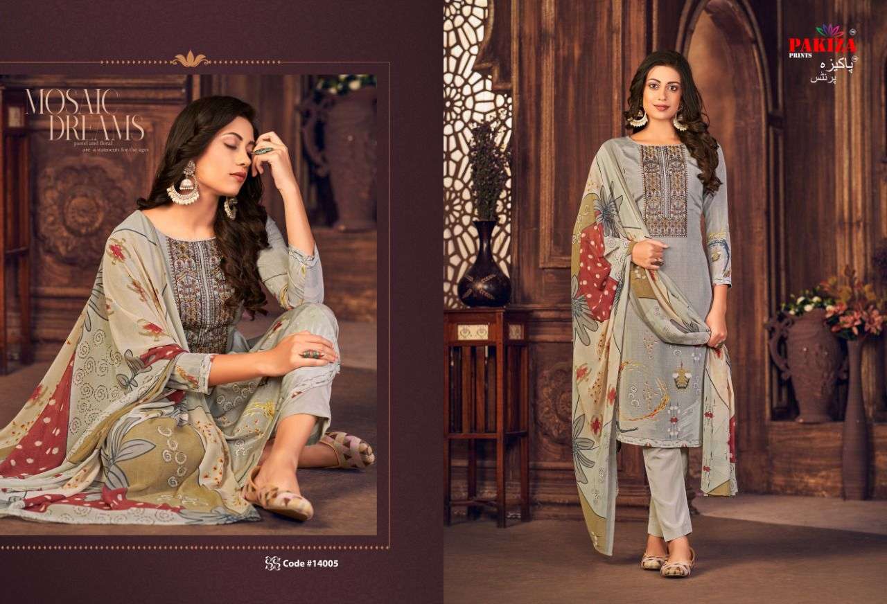 Pakiza Pakistani Designer Royal Crepe Embroidered Suit