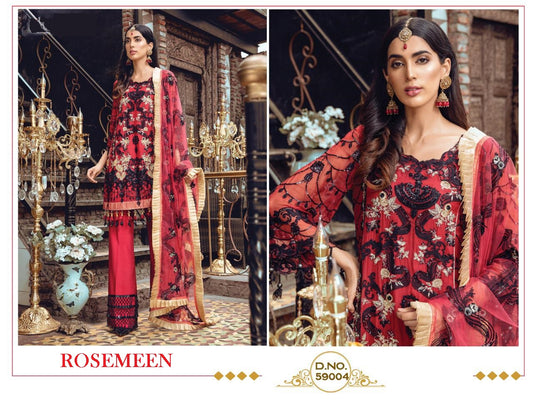 Rosemeen Pakistani Designer Red Party Wear Embroidered Dress
